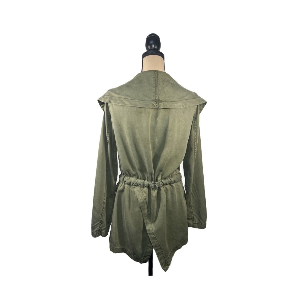 Max Jeans Long Sleeve Olive Green Drape Drawstring Belt Trench Coat Women size M - Picture 3 of 10